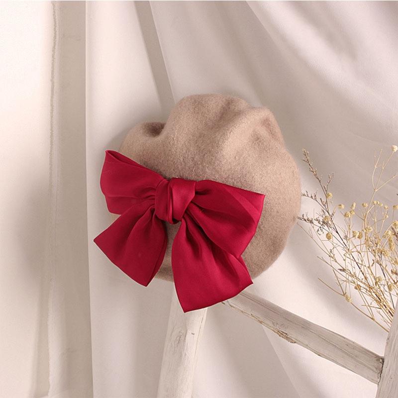 Fashion Red Bowknot Beret Elegant Octagonal Hat Wild Painter Hat Daughter Gifts for Casual Birthday Festival Gathering