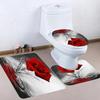 Red Rose Bathroom Four-piece Set - Avant-garde Waterproof Shower Curtain, creating a complete bathroom kit