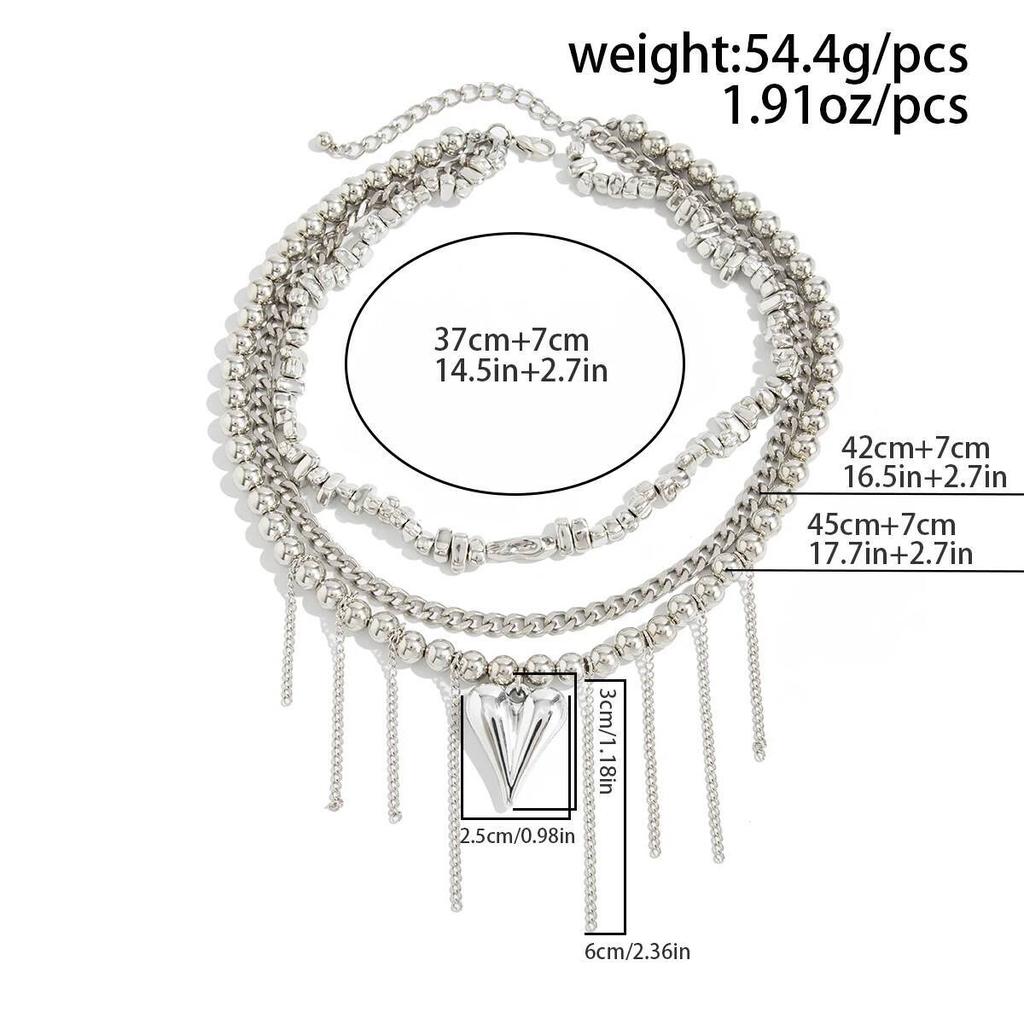 Salircon Trendy Elegant Love Heart Tassel Pendant Choker Necklace Women New Exquisite Metal Beaded Chain Wedding Party Jewelry