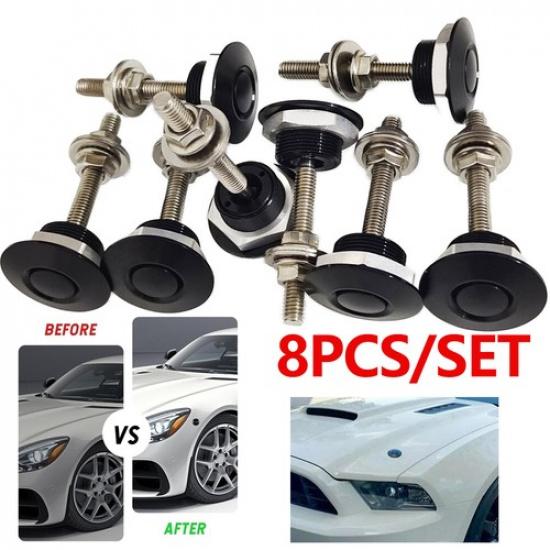 8X Hood Bonnet P Lock Clip Latch Push Button Quick Release Kit Aluminum Alloy