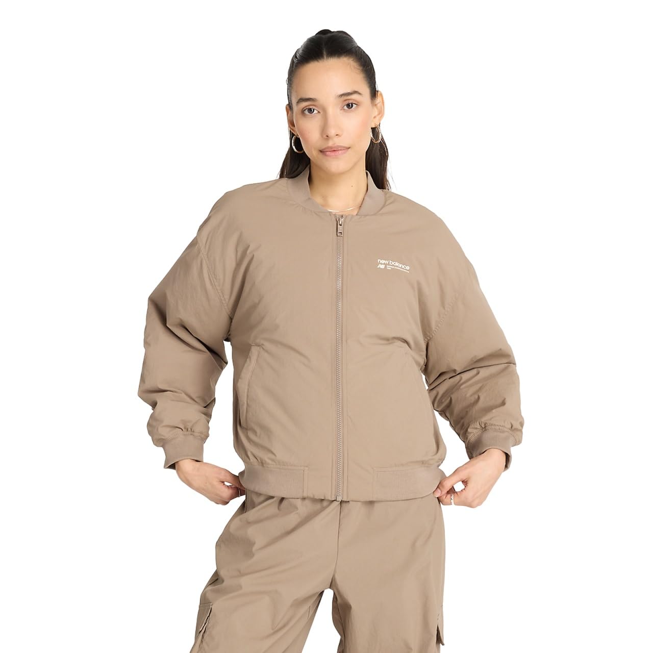 

New Balance Linear Heritage Woven Padded Bomber Jacket Mushroom Green (WJ33507) - Women s,