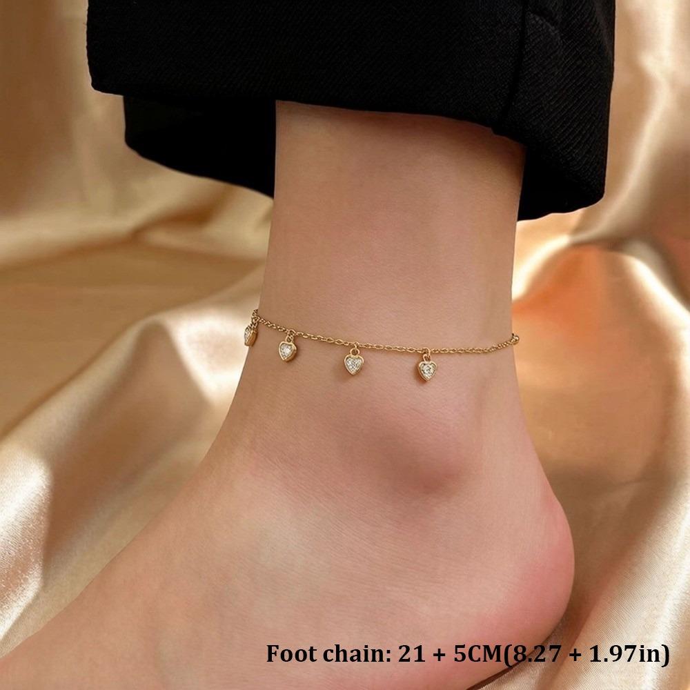 Non Tarnish Love Pendant Bracelets Adjustable Foot Chain Fashion Women's Bracelet  Birthday Gifts