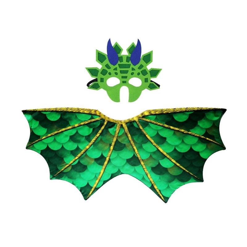 Dinosaurier-Flügelumhang mit Dinosaurier-Maske Dinosaurier-Rollenspiel-Outfit für Kinder Maskerade Geburtstag Weihnachten Halloween Cosplay
