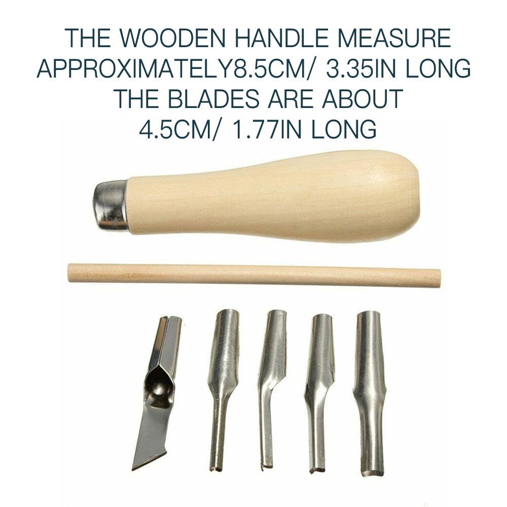 Carving Tool Set Wood Handle Cutting Kit for Printing Blocks Rubber Stamps Art Craft Supplies