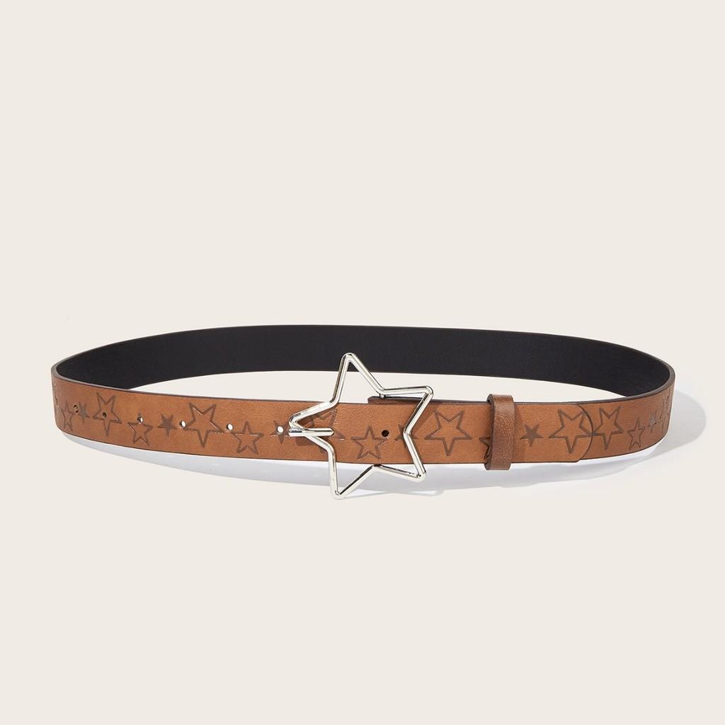 Leather Ethnic Belt Star Pattern Women Denim Pairing Summer Supplies Fashion