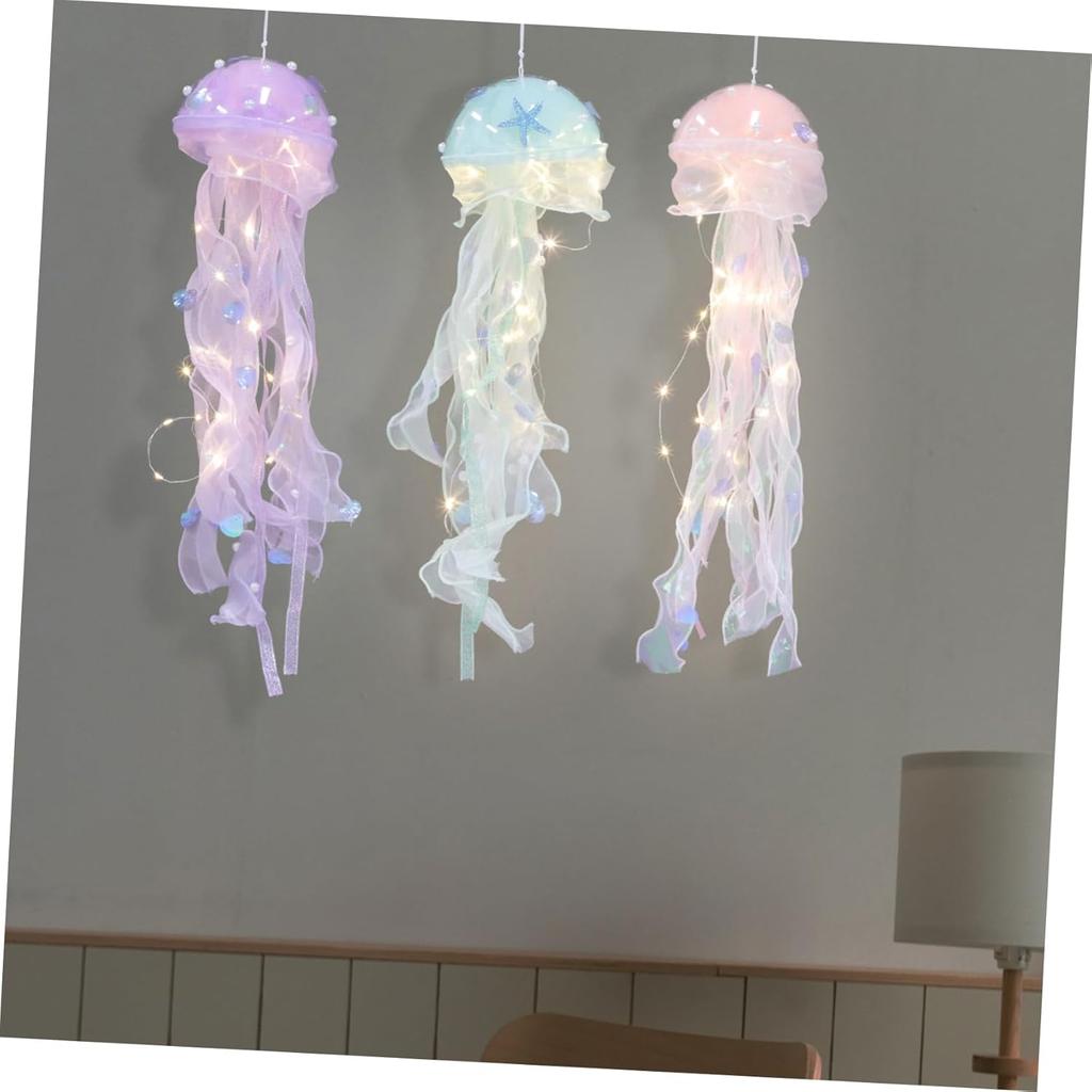 DOITOOL Unique Jellyfish Lanterns Paper Lamps 3pc DIY Kit for Ocean-Themed Decorations and Parties