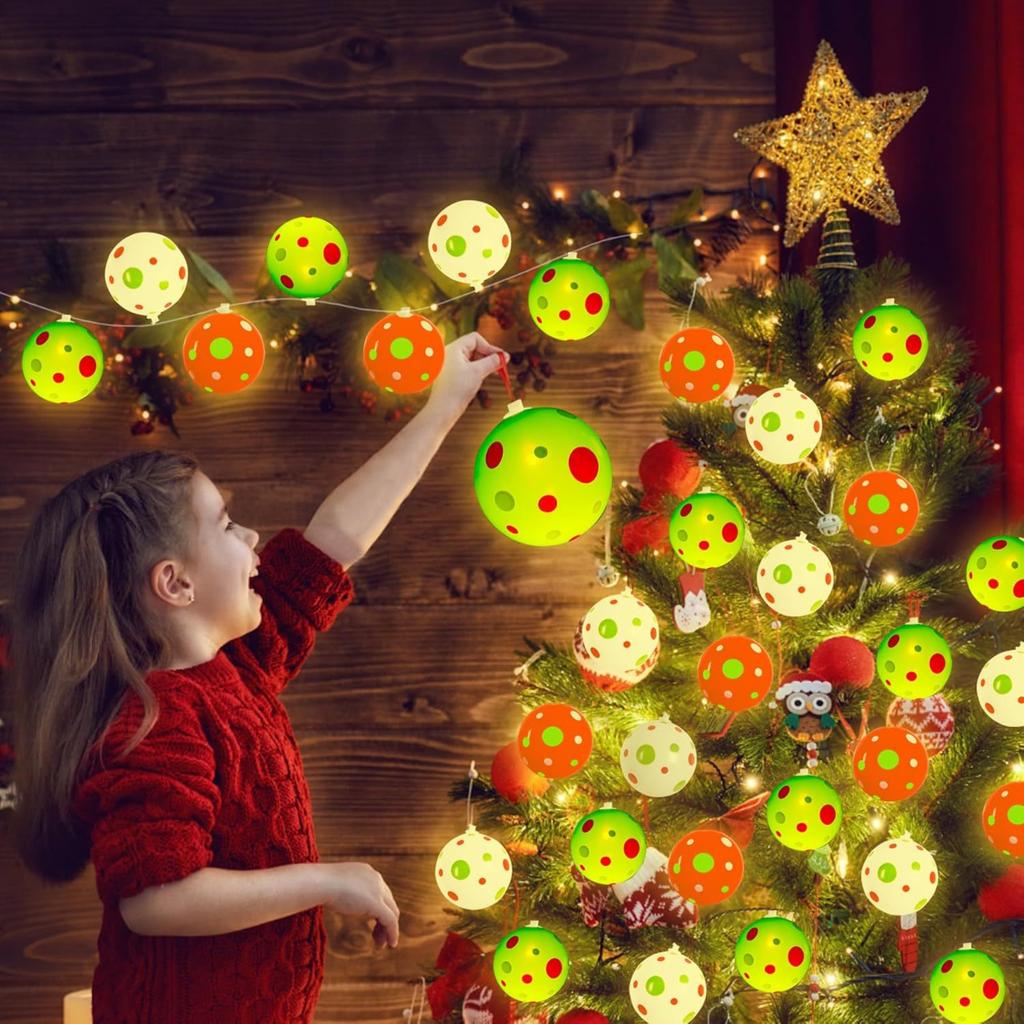 1.5m 10-LED Remote Control Christmas Ball Decorative Light Polka Dot Stripe Festive Atmosphere Light  (Without Batteries)
