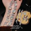 Jewelry Natural High Ice White Chalcedony Flower God Bracelet, New Chinese Style, Full Diamond Inlaid Gourd Fulu Earrings, Set