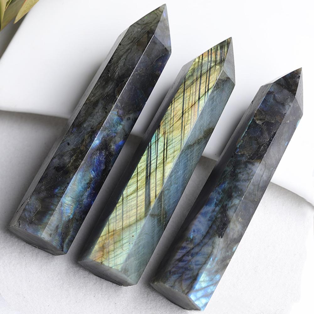 8-15Cm Large Size Natural Labradorite Tower Point Obelisk Ornament For Home Room Living Room Office Decor Christmas Gift