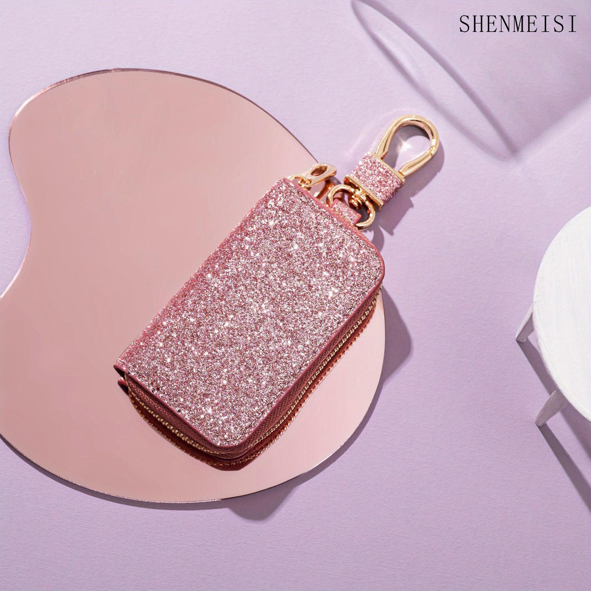 

1 шт. Мини-чехол для ключей от машины, Унисекс, Креативный блеск звезды, Брелок из искусственной кожи, Чехол для ключей на молнии, Мешочек для хранения мелких предметов, для ключей, монет и т. д. 1pc