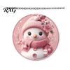 Christmas Tree Pendant Cute Pink Snowman Acrylic Hanging Decor, Cartoon Double Sided Printed Art Ornaments, Weatherproof Window Door Garden