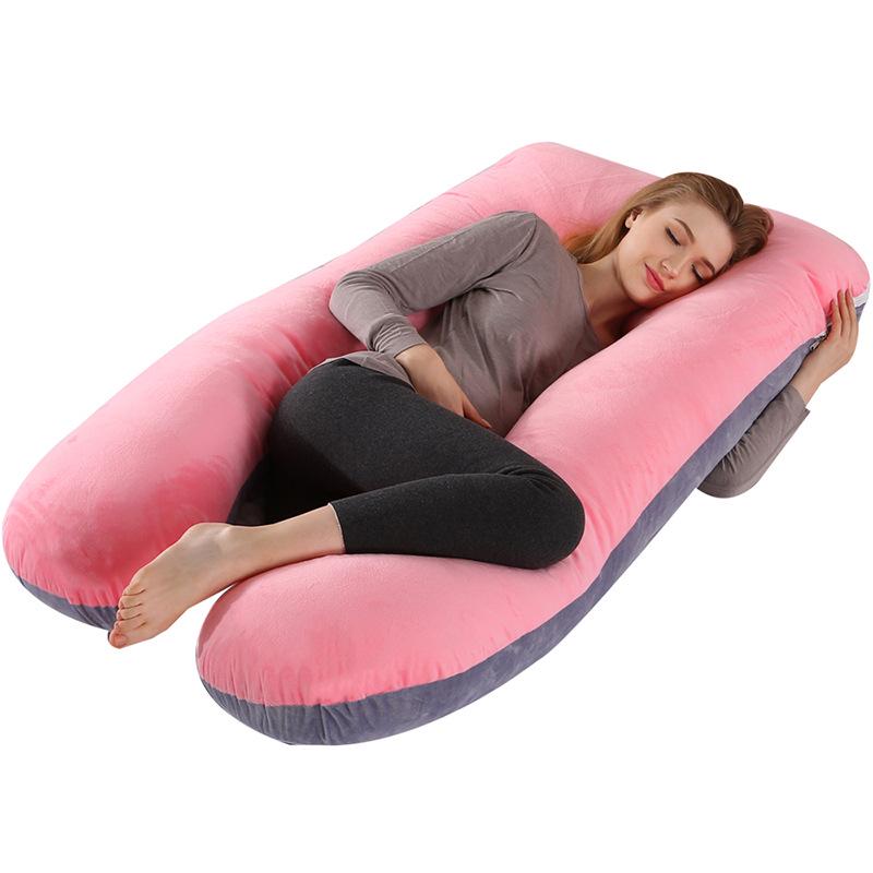 Crystal Velvet U-Shaped Pregnancy Pillow for Abdominal, Waist, and Leg Support