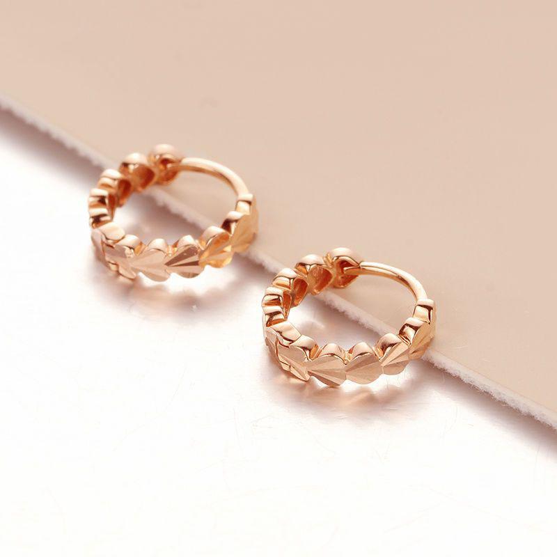 Exquisite Russian Purple Gold Simple Car Flower Love Ear Buckle Plated Rose Gold Snake Phoenix Tail Ear Buckle Small Jewelry (rose gold plated pair)