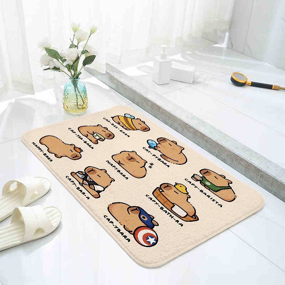 Cute Capybara Floor Mat Pattern Printed Flannel Door Mat, Suitable For Bathroom, Living Room, Home Decoration