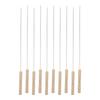 10Pcs Stainless Steel Bbq Skewer Round Kabob Skewers Wood Handle Grilling Sticks for Barbecue Camping Bonfire Party