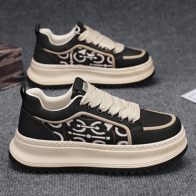 Men Sneaker Designer Board Shoes Fashion Casual Microfiber Leather Fabric Breath Height Increased Outdoors Flat Platform Shoes