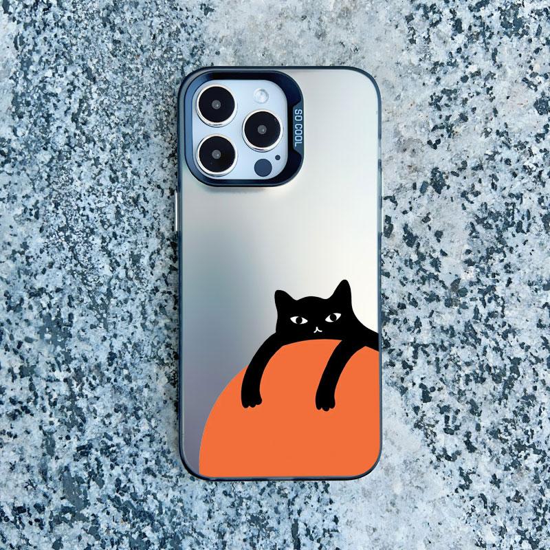 Black Personality Cool Cat Shockproof Phone Case For iPhone 12 11 Pro Max 15 14 13 Pro Max 13 Mini 15 14 Plus Laser Back Covers