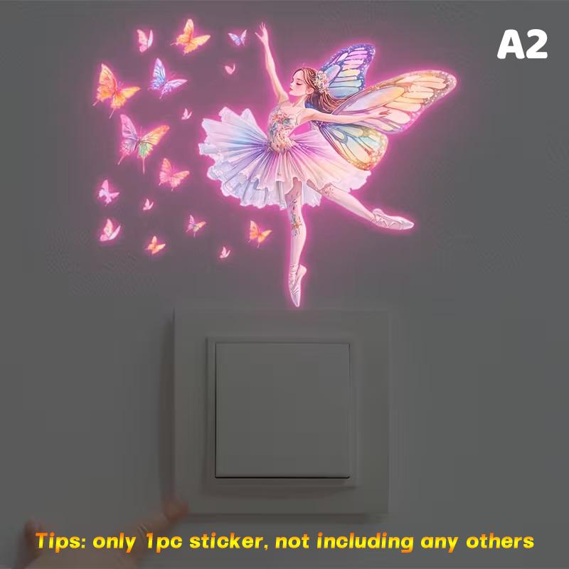 Glow-In-The-Dark Self-Adhesive Switch Sticker Removable Wall Decal for Bedroom Living Room Home Decor Night Light Switch Marker