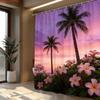Tropischer Sonnenuntergang Palmen & Rosa Plumeria Blumen Wasserdichter Duschvorhang Für Badezimmer Dekoration