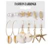 2024 European & American Fashion: Exaggerated Pearl & Crystal Butterfly Stud Earrings - 6 Pairs Set for Women