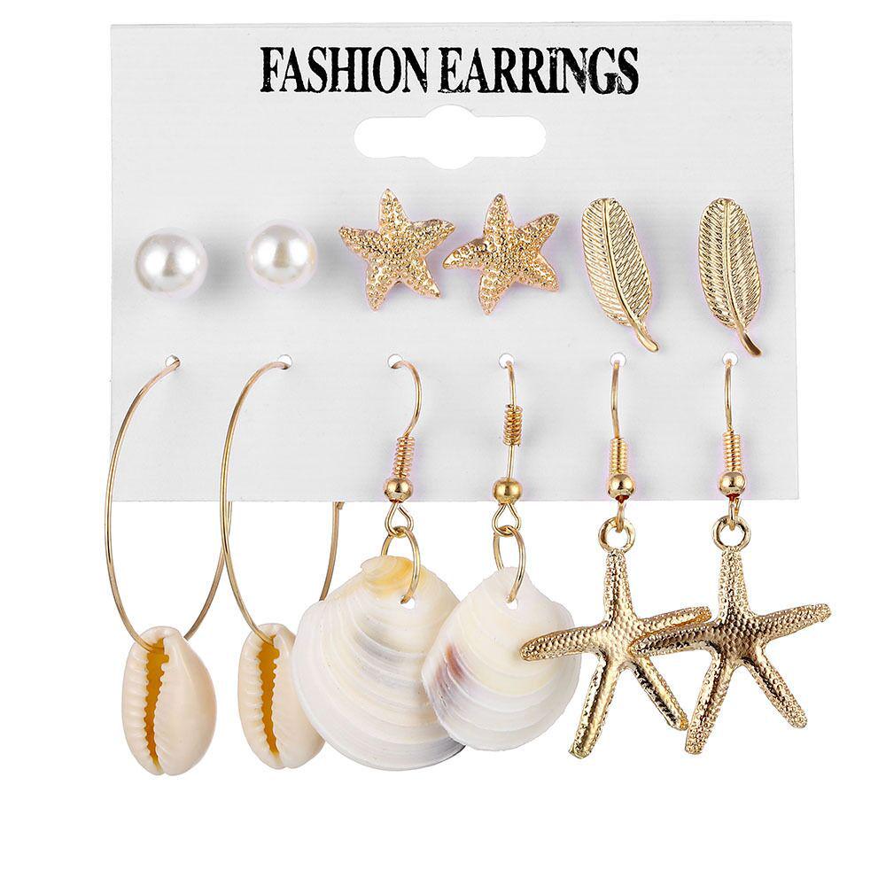 2024 European & American Fashion: Exaggerated Pearl & Crystal Butterfly Stud Earrings - 6 Pairs Set for Women