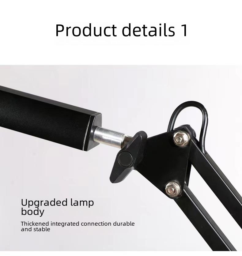 Lámpara de escritorio con protección ocular LED con USB para dormitorio, mesita de noche o lectura: diseño de clip plegable de brazo largo.