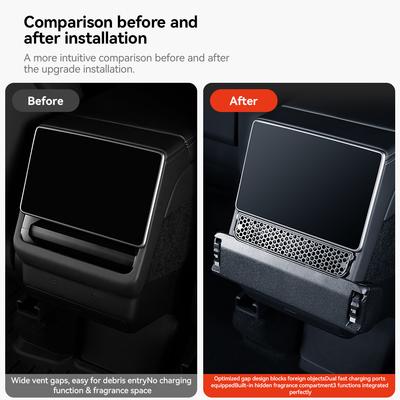 YZ For 2026 Tesla Model YL Juniper 3-in-1 Rear Center Console Docking Station 60W Fast Charging Splitter Anti-block Vent Cover