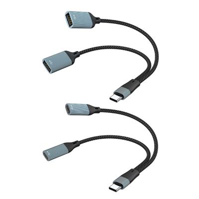 Två USB C-port expansionsadaptrar OTG-nav för bärbar dator smartphone Stöder 480 Mbps överföring 1,5 A laddning