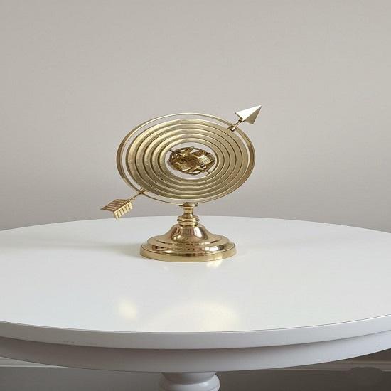 Brass Armillary Sphere Globe With Arrow  Nautical Maritime Astrolabe Desk Decor