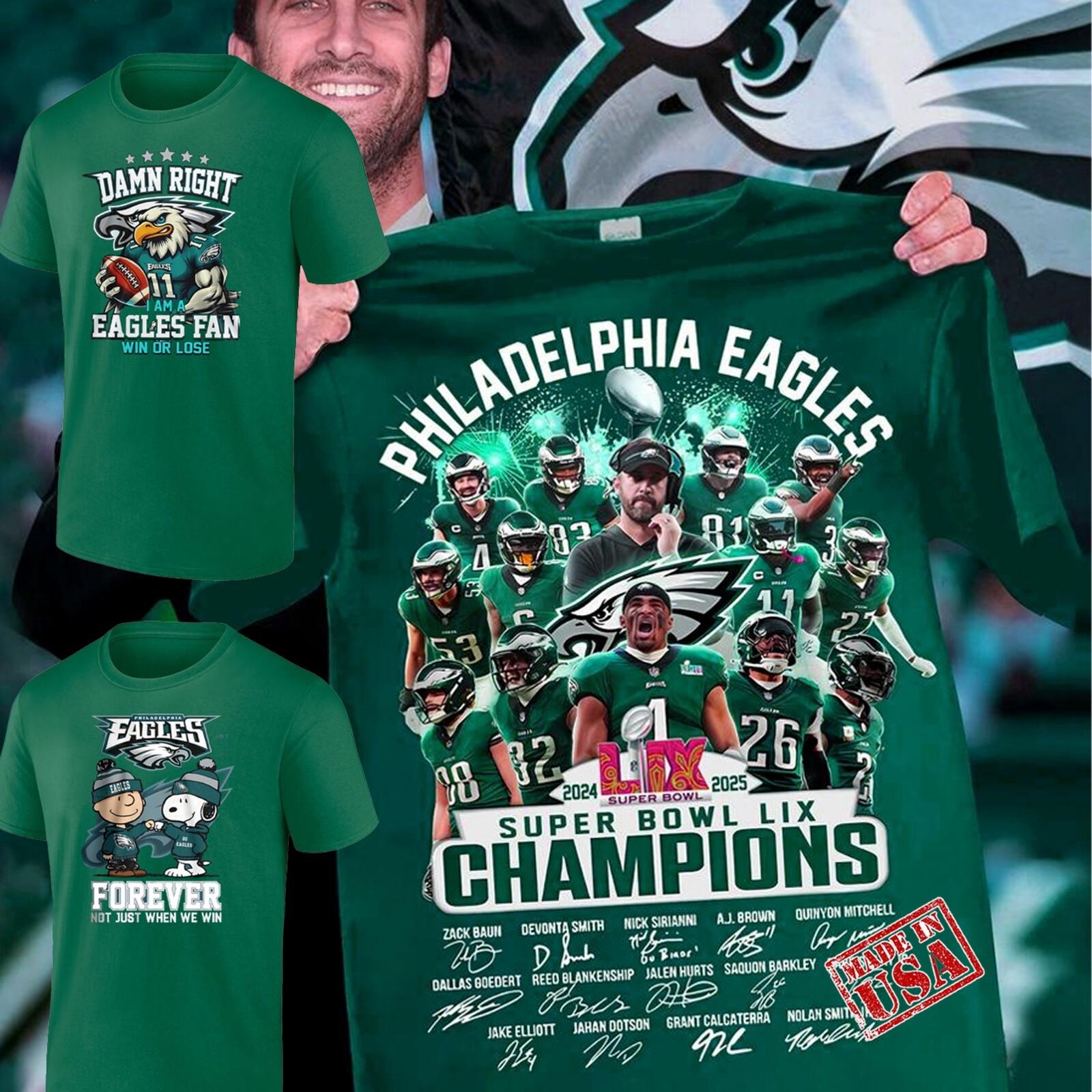 Philadelphia Football Team 2026-2026 LIX Super Bowl LIX Champions T-Shirt XXXXL