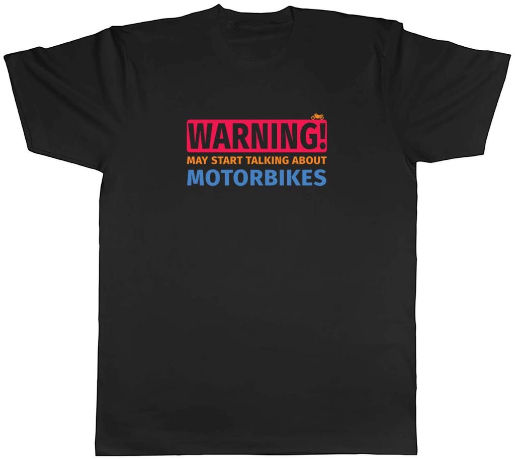 Warning Motorbikes Mens T-Shirt Racer Motorcycle Bike Ride Gear Unisex Tee Gift