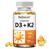 Vitamina D3 5000 UI K2 100 mcg Softgel Olio di Cocco Miscela di Micronutrienti 120 Pezzi