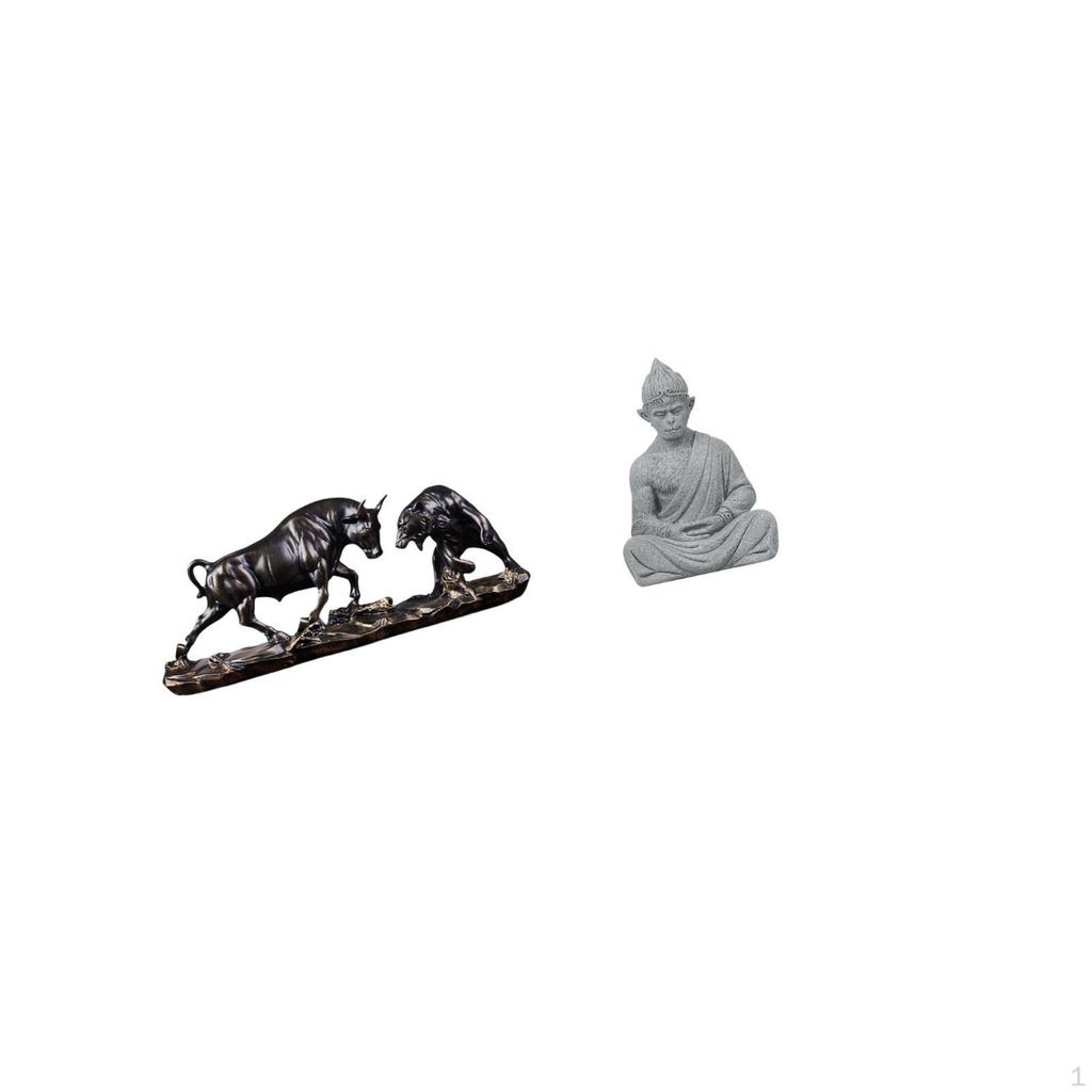 Modern Feng Shui Animal Sculpture Cow Cattle Monkey Buddha Statue Collectible Figurine Chinese