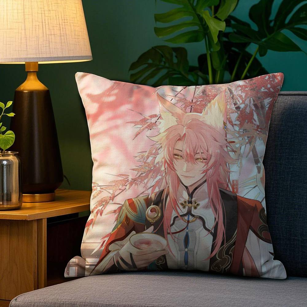 

H-Хонкай Стар Р-Наволочка Подушка-Рельс Плюшевая Ткань Мягкий Двусторонняя Печать Наволочка для Подушки на Диван Декоративные Наволочки 12x12Inch