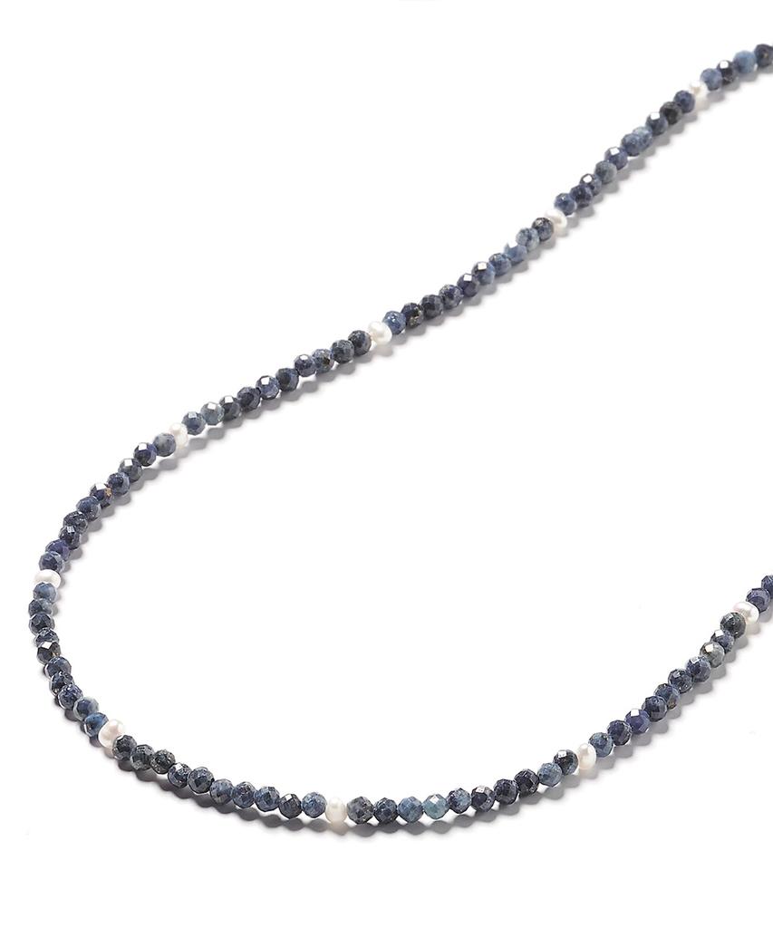 Polalita Deep Blue Mini Pearl Point Gemstone Necklace (Plt-Nl-023_Bl)