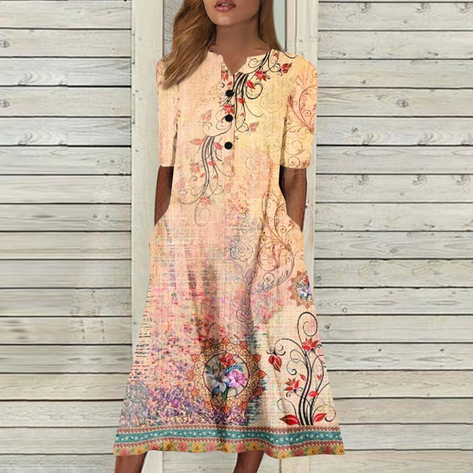 

Женская летняя повседневная модная пляжная свинг-юбка с v-образным вырезом и короткими рукавами XXL оранжевый