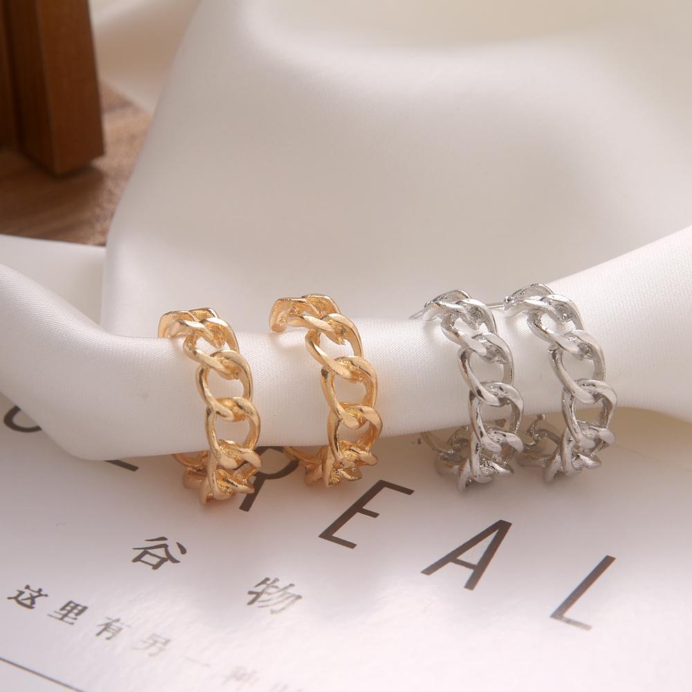 Simple and Creative New Hollow Chain Clause Earrings 10-piece Set of Female Personality Geometric Girl Earrings