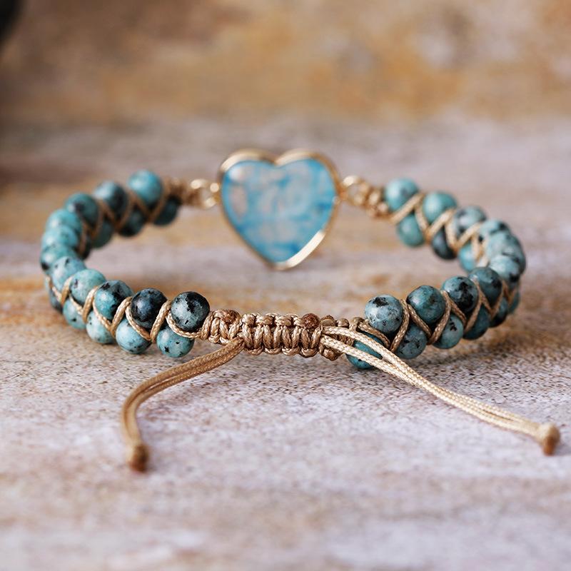 Water Drop Shaped Lapis Lazuli Natural Stone Hand Woven Winding Bracelet Adjustable Bracelet