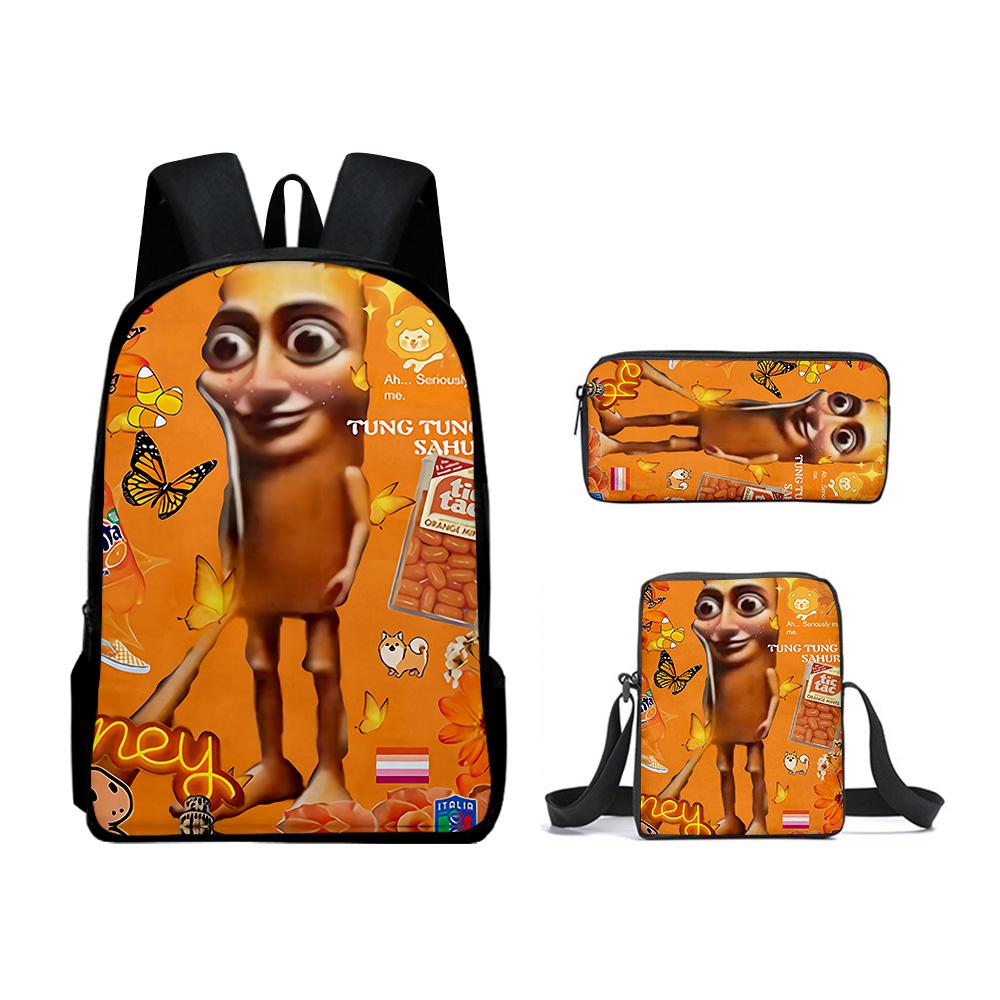 High-end Ice Plus fire Soccerly Foot Ball 3D Design 3pcs/Set Learner Bags Everyday Laptop Knapsack Backpack Sling Carry Tote Pencil Pouch