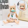 13/18Cm Golden Head My Cat Is A Kawaii Girl Anime Figure Sakura Soybean Flour Sit And Eat Fish Collectible Pvc Model Doll Toy