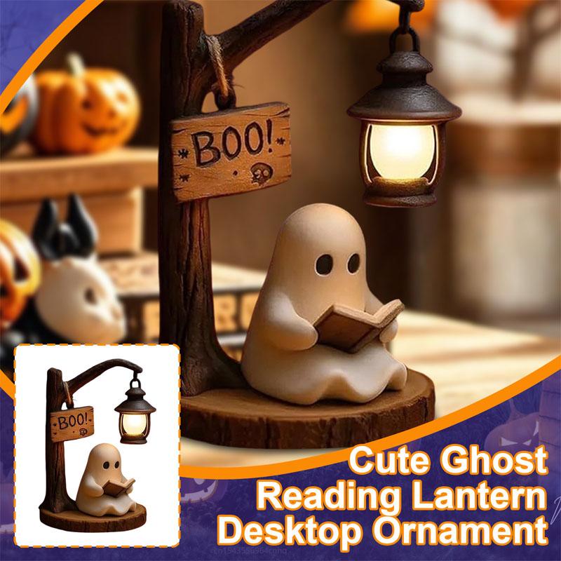 Adorable Ghost Reading Lantern - Boo3D Resin Spooky Holiday Ghost Night Light Ghost Warmth Light Great for Daily Use