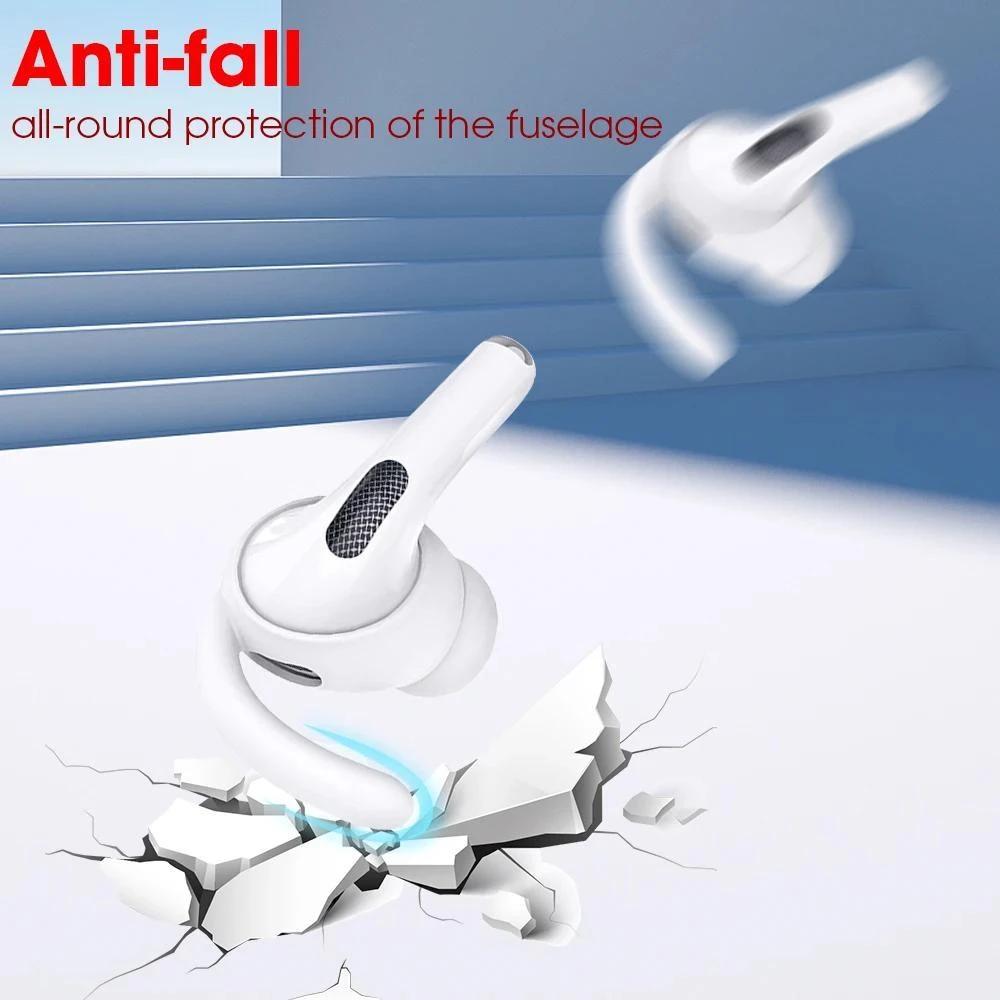 4 Pairs Soft Silicone Anti-Slip Covers for AirPods Pro, Comfortable Fit, Detachable Ear Hooks, Ergonomic Design, Black & White
