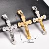 Stainless Steel Punk Jesus Crucifixion Cross Pendant Necklace for Women Men Religious Faith Prayer Charms Chain Metal Jewelry
