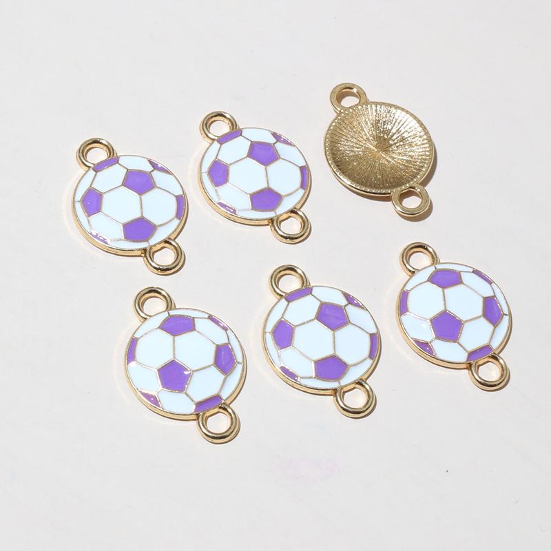 20pcs Football Charms Connector Double Loops Enamel  Pendant  for Bracelet Necklace Earrings DIY Jewelry Making Accessories