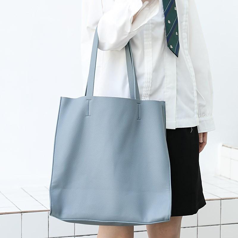 IELGY Korean Version of Fashionable Lychee Pattern Tote Bag, Simple and Large-capacity Solid Color One-shoulder Mother and Child Handbag