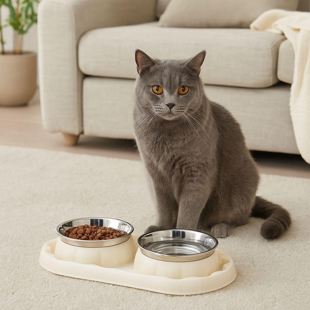 Stainless Steel Pet Food Bowl Leakproof Pet Dog Feeder Simple Dog Food Dispenser  For Cats Dogs