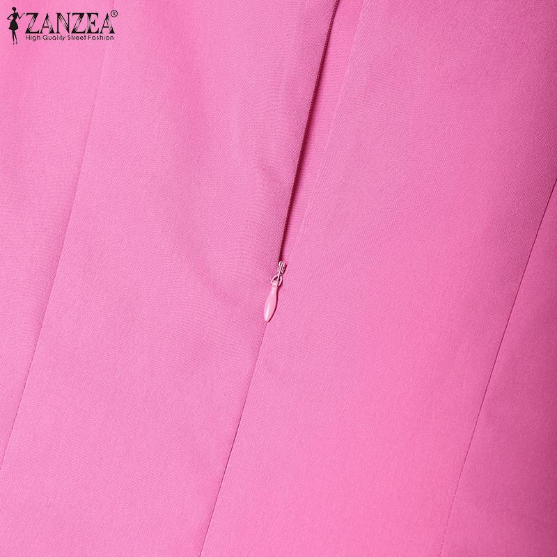 ZANZEA Women Casual V-Neck Summer Short Sleeve Print Dress