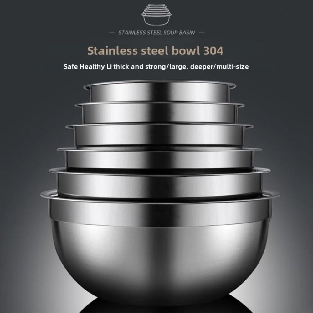 New Durable Stainless Steel Mixing Bowl Cold Vegetable Bowl Thickened Baking Fruit Salad Bowls Large Capacity Egg Mixing Basin