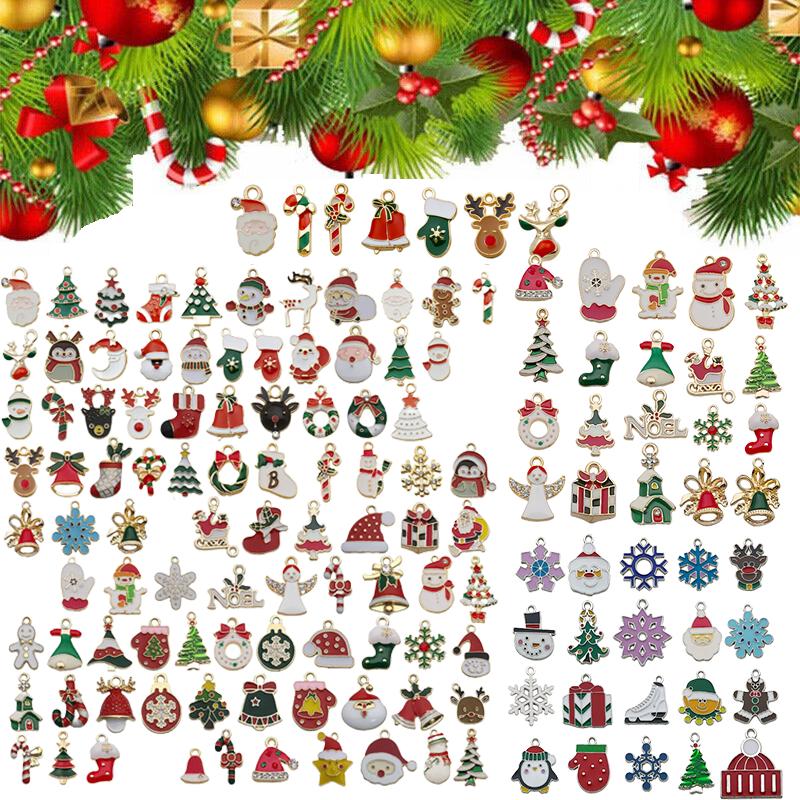 2096pc Merry Christmas Alloy Diy Ornament Santa Snowman Elk Bell Decor Pendant