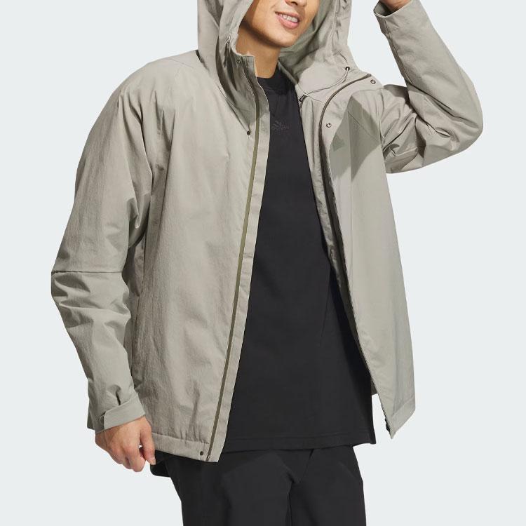 Adidas Mens Business Casual Fleece Parka, Thick Plush Hooded Jacket Men Outerwear Pebble-Silver-Gray IZ1591
